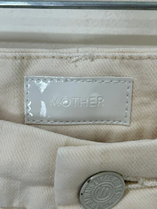 MOTHER The Patch Pocket Roller Skimp Wide Leg Jeans Sz 29 Chalk Ivory - Picture 6 of 16